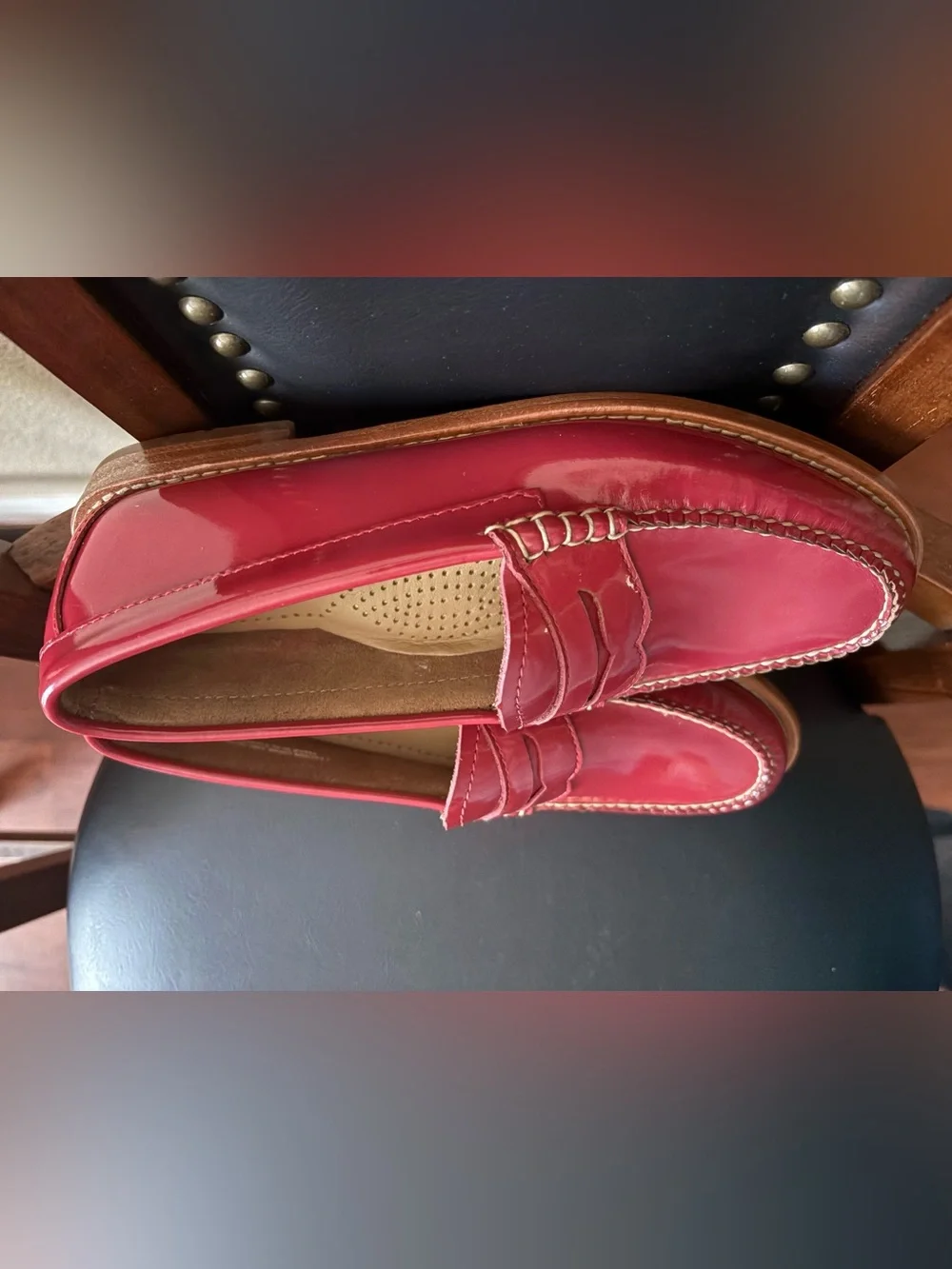 G.H. Bass & Co. VEEJuns Red Patent Leather Penny Loafers 6.5M
